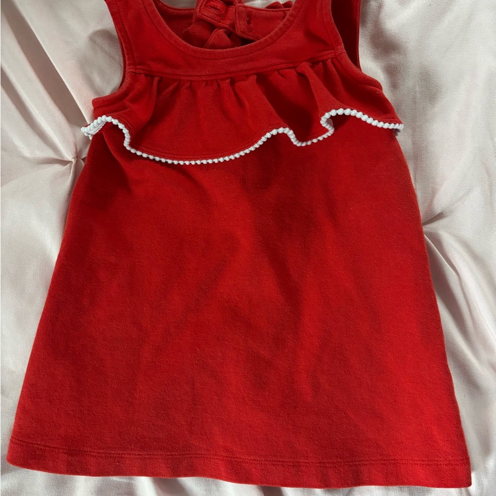 Janie and Jack Red Ruffle Tank Dress with White Trim